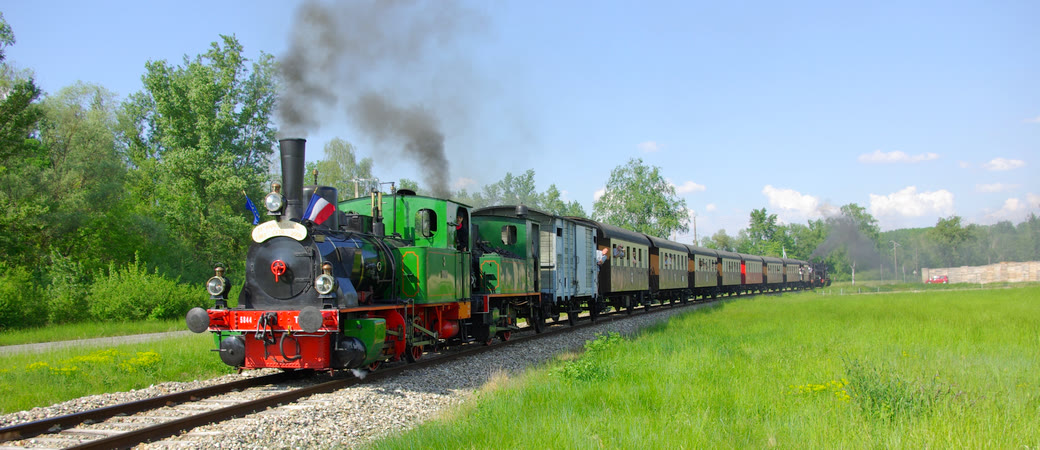 Le train à vapeur du Ried Express entre Volgelsheim et Marckolsheim